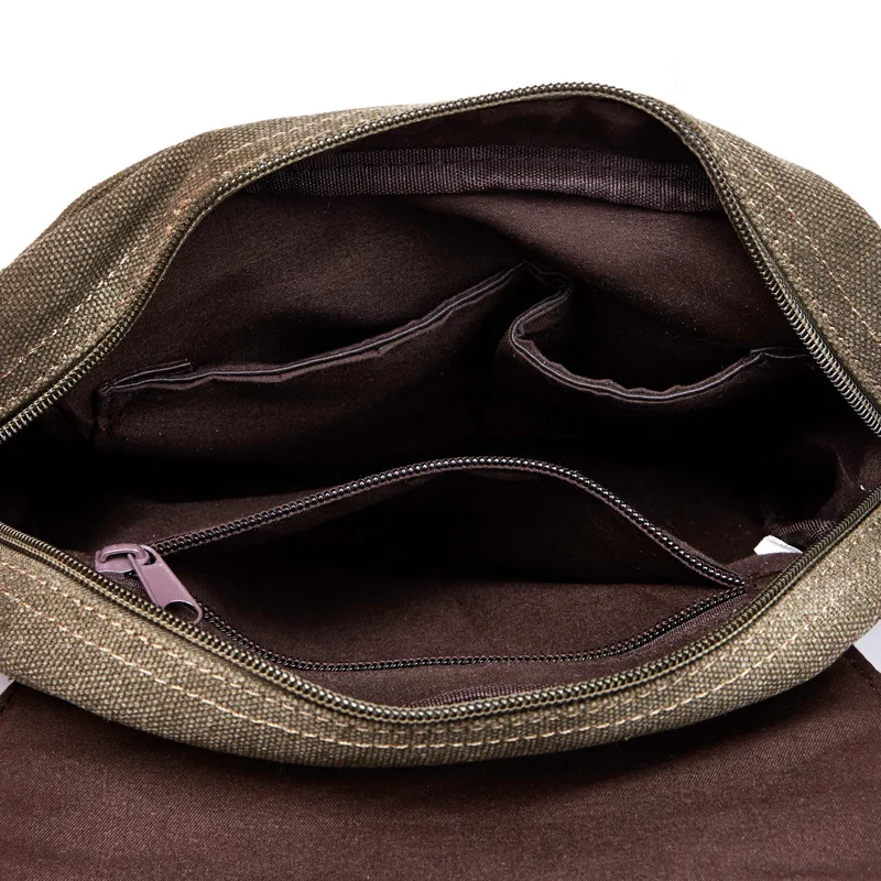 Casual Portable Men's Shoulder Bag Solid Vintage Canvas Messenger Bags Trend Cellphone Crossbody Satchel For Men Purse
