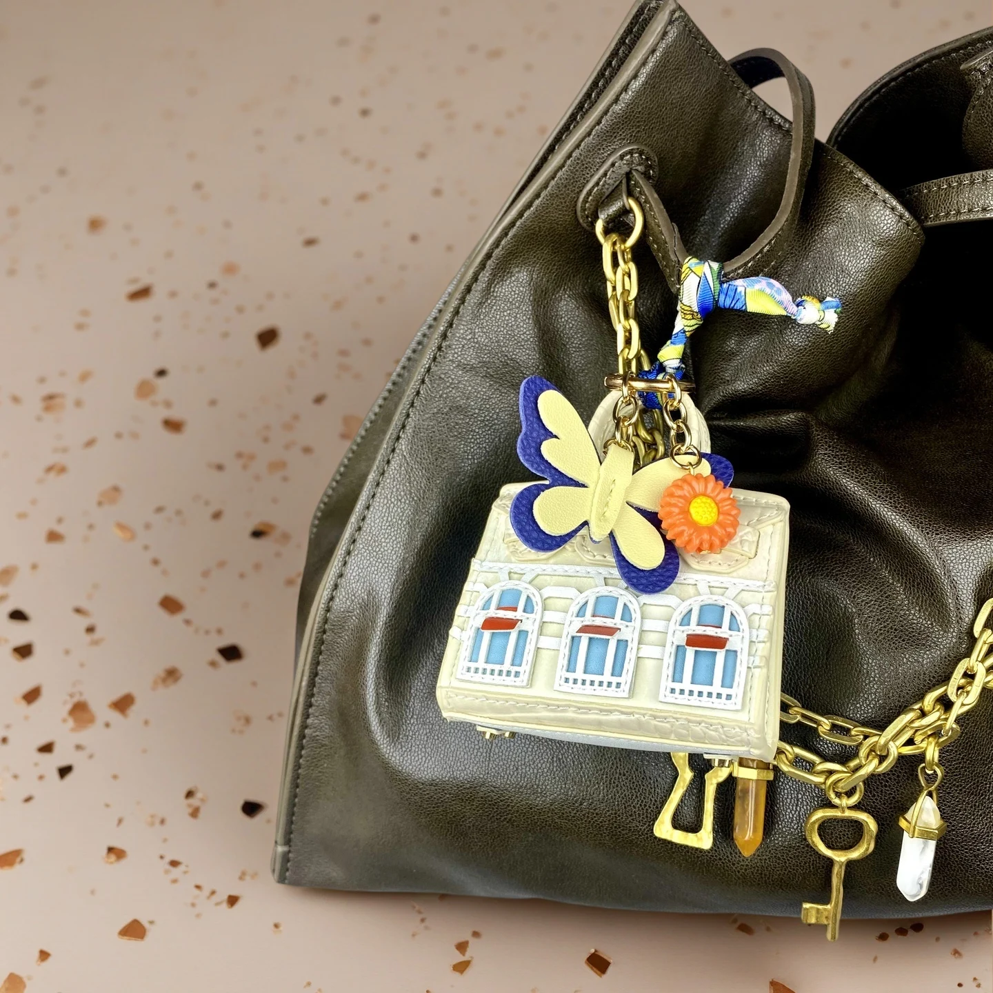 10 Colors Cute House-Shaped PU Velvet Leather Mini Earphone Bag Coin Purse Keychain Bag Charm-Mini Bag For Bag Decoration
