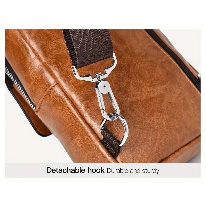 1pcs Vintage Waterproof PU Crossbody Bag Anti-Stain Large Capacity Casual Outdoor Travel Chest Pack Fashionable shoulder bag