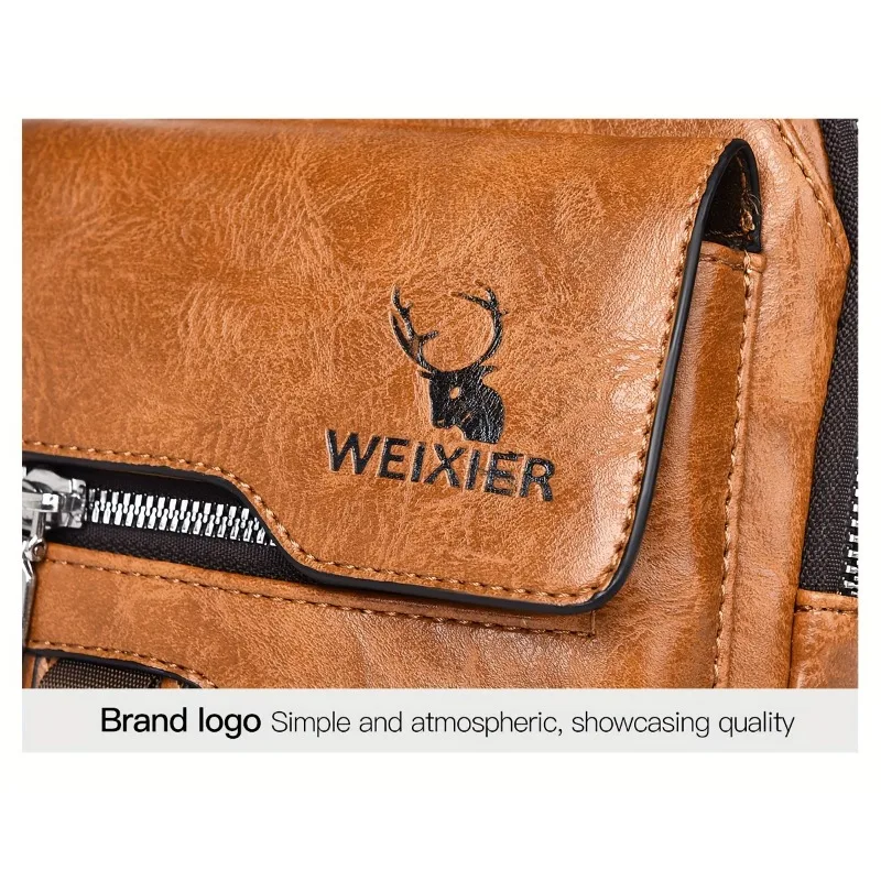 1pcs Vintage Waterproof PU Crossbody Bag Anti-Stain Large Capacity Casual Outdoor Travel Chest Pack Fashionable shoulder bag
