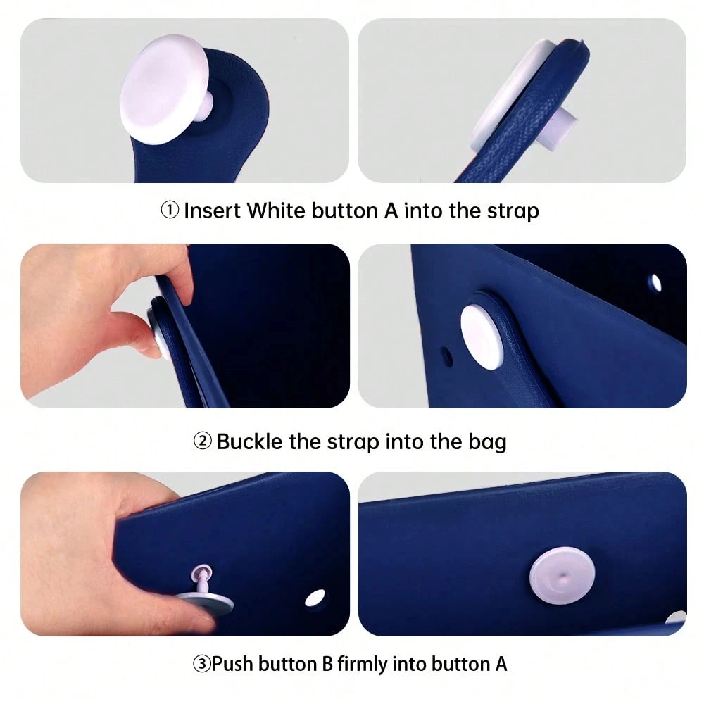 Large Waterproof EVA Punched Beach Tote Bag for Women, Casual Outdoor Travel Handbag with 5Pcs Random Cute Charms