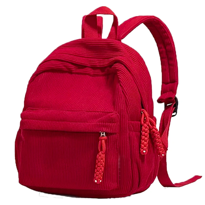 Cozy Corduroy Mini Backpack Multi-Color Adjustable-Strap Lightweight for Daily Outings Casual Stylish Functional Bag