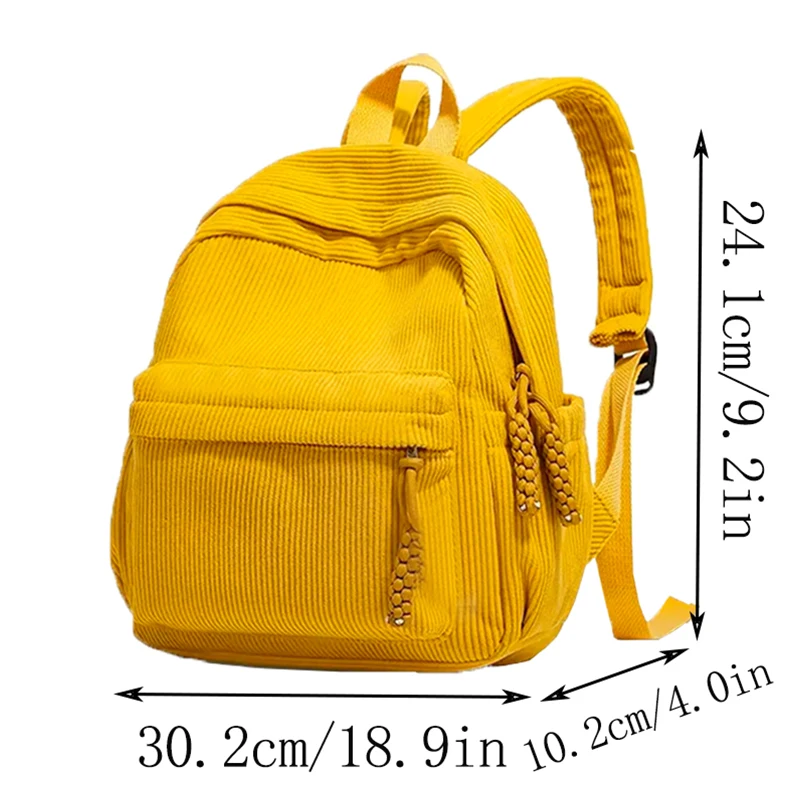 Cozy Corduroy Mini Backpack Multi-Color Adjustable-Strap Lightweight for Daily Outings Casual Stylish Functional Bag