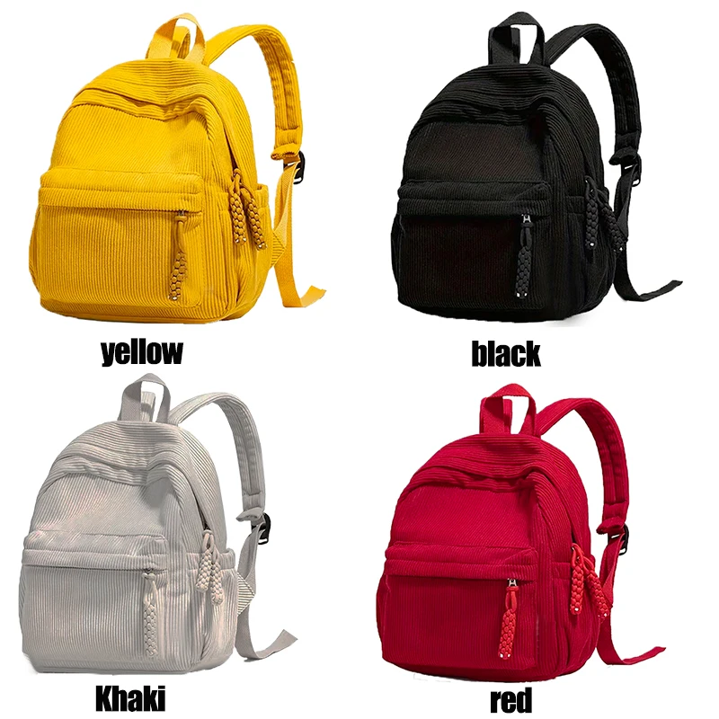 Cozy Corduroy Mini Backpack Multi-Color Adjustable-Strap Lightweight for Daily Outings Casual Stylish Functional Bag