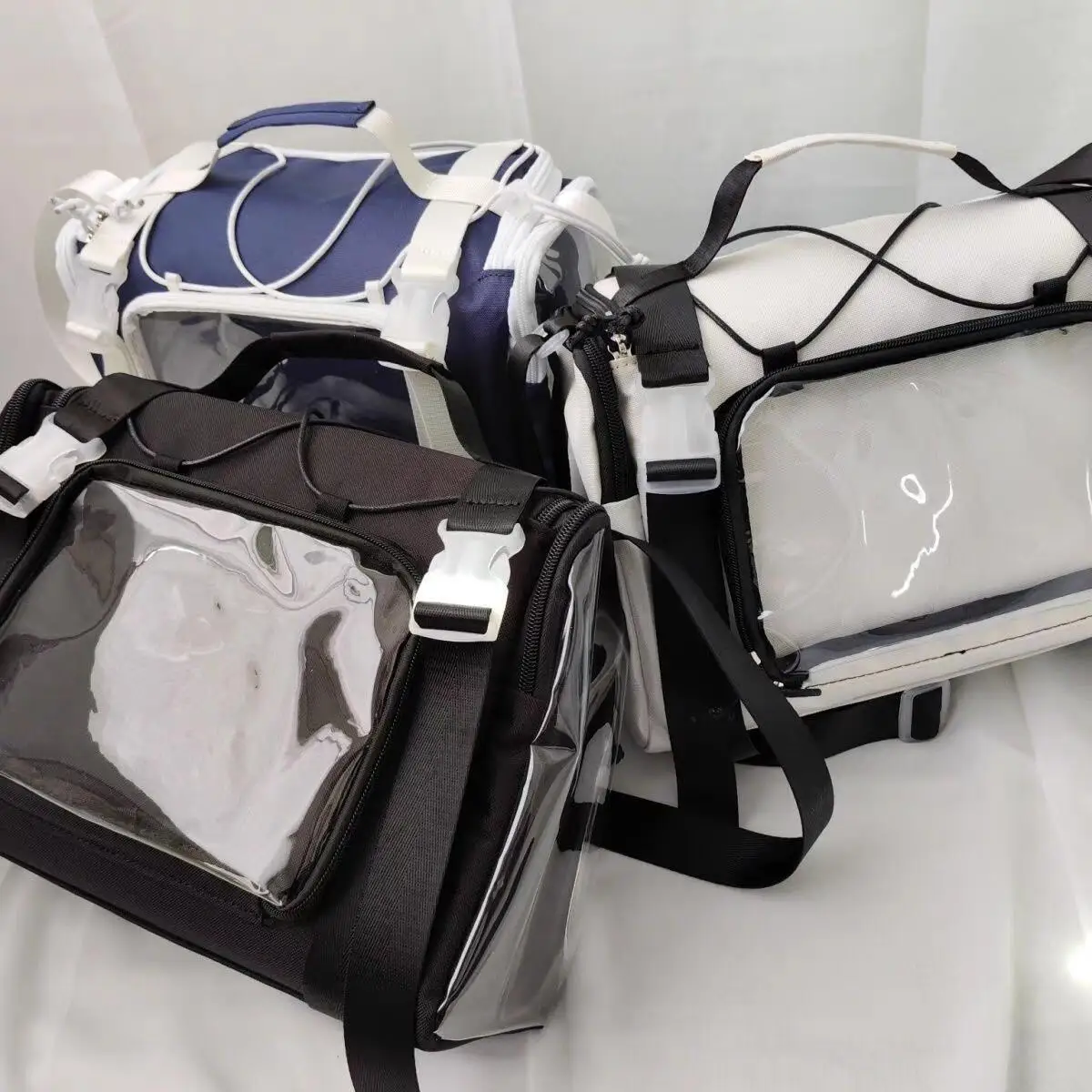 New Y2K Ita Shoulder Bag Large Capacity Sports Crossbody Bag Cute Girls Transparent Messenger Bag DIY Display Commuter Handbags