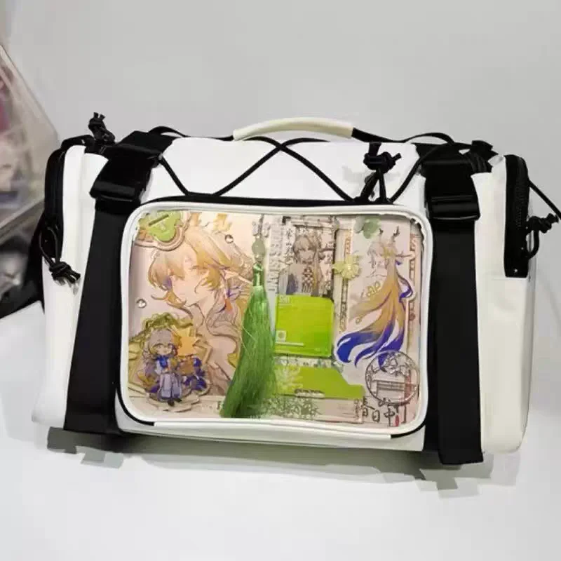 New Y2K Ita Shoulder Bag Large Capacity Sports Crossbody Bag Cute Girls Transparent Messenger Bag DIY Display Commuter Handbags