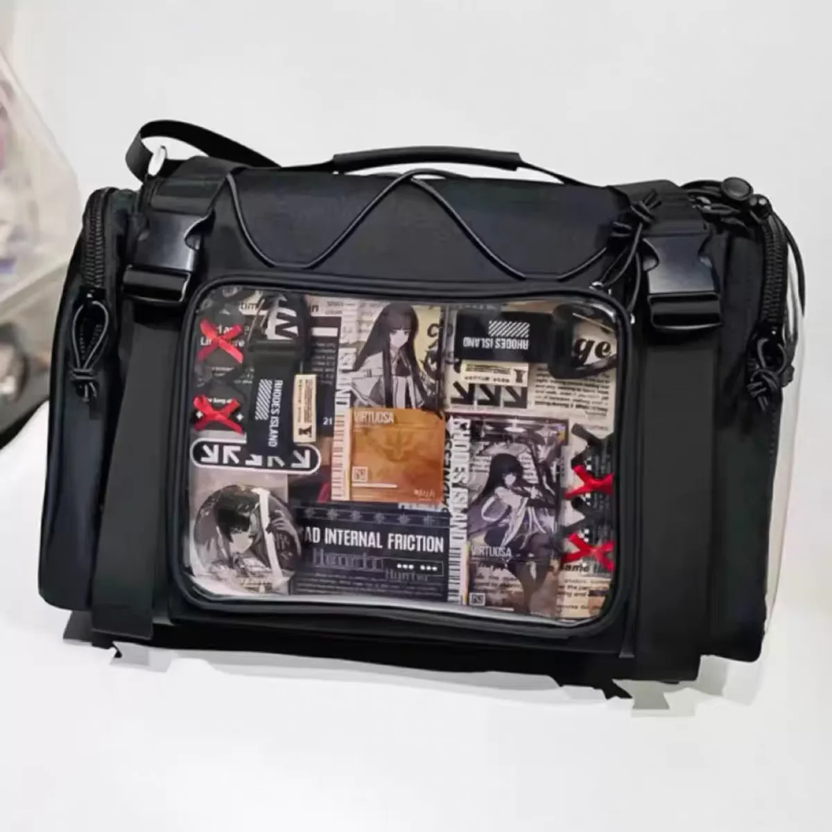 New Y2K Ita Shoulder Bag Large Capacity Sports Crossbody Bag Cute Girls Transparent Messenger Bag DIY Display Commuter Handbags
