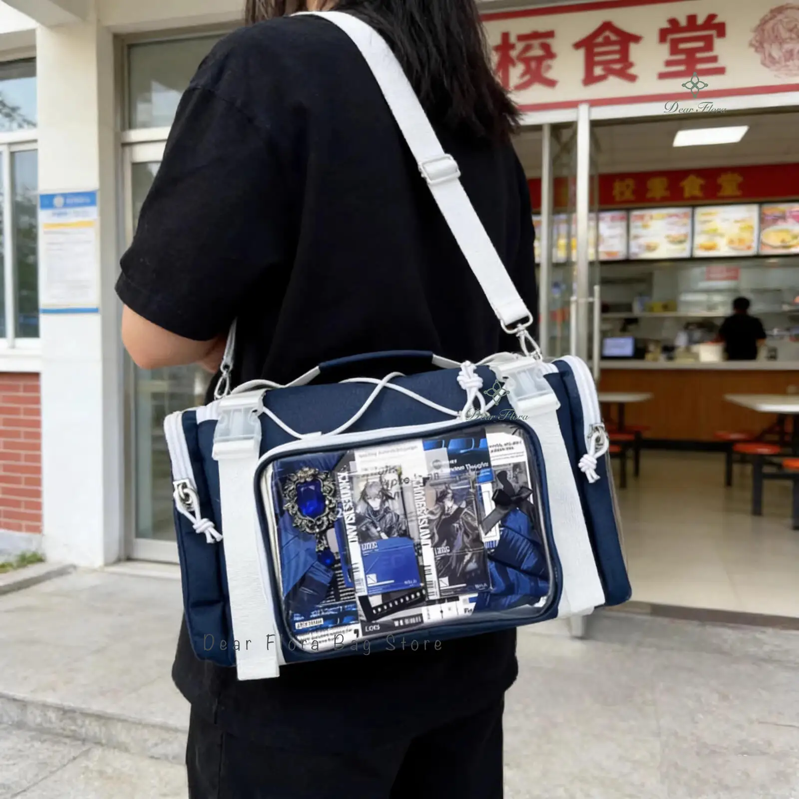New Y2K Ita Shoulder Bag Large Capacity Sports Crossbody Bag Cute Girls Transparent Messenger Bag DIY Display Commuter Handbags