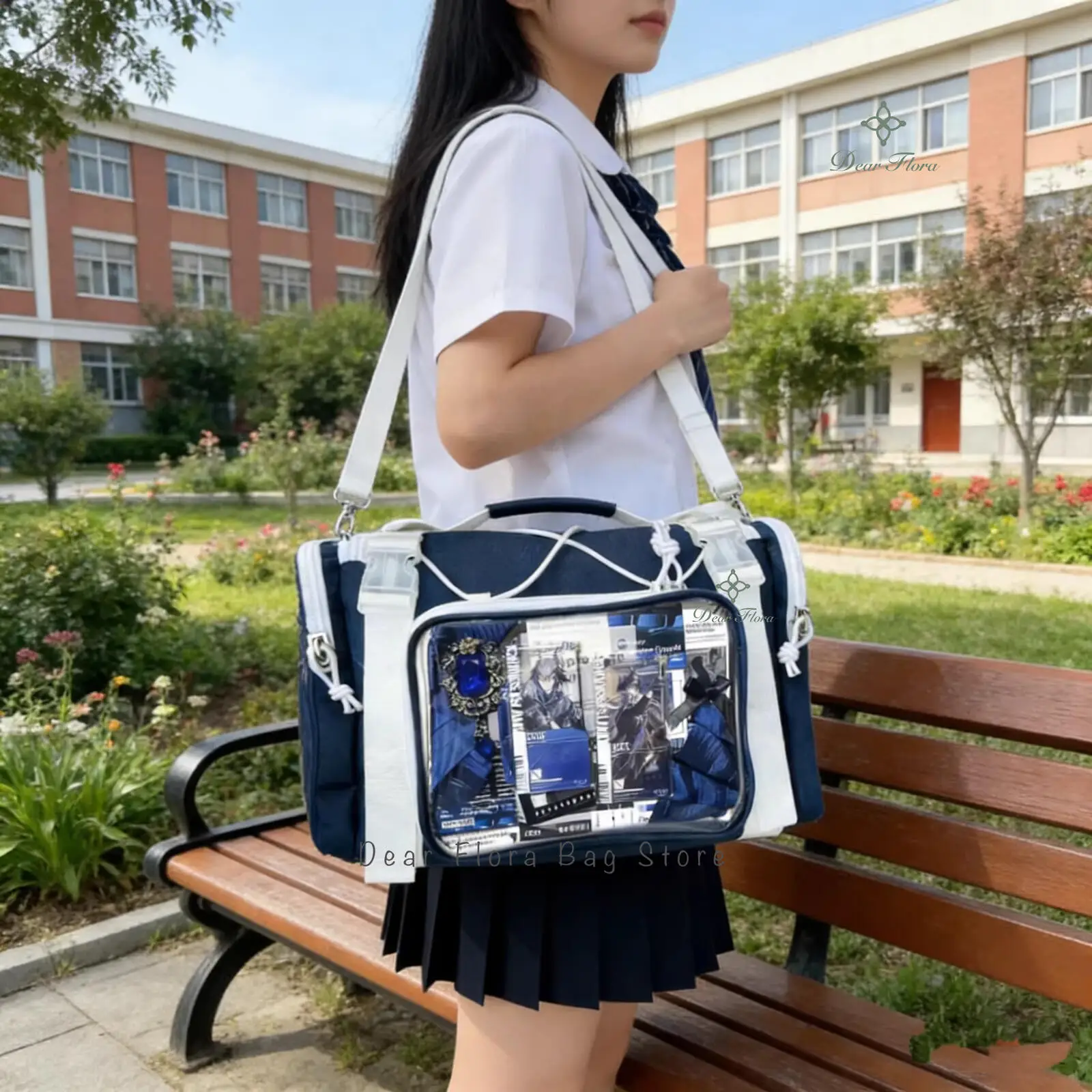 New Y2K Ita Shoulder Bag Large Capacity Sports Crossbody Bag Cute Girls Transparent Messenger Bag DIY Display Commuter Handbags