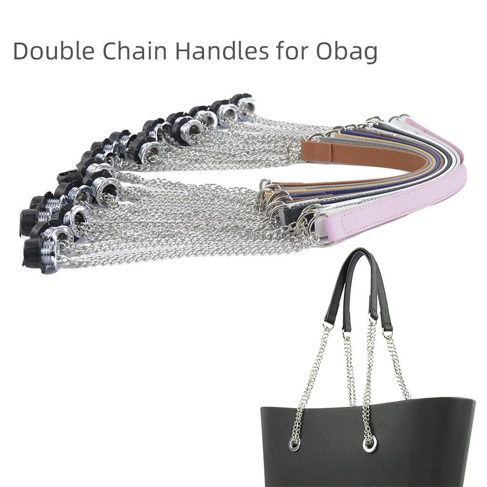 New 1 Pair Obag Silver Long OT Double Chain With Metal Plating Screw For OBag Handle O Bag Women Bag Shoulder HandBag