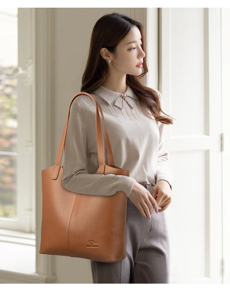 Genuine Brand High End Soft Pu Leather Shoulder Bag For Women Casual Tote Bag Female Purse Simple Design Handbag Commuting Sac