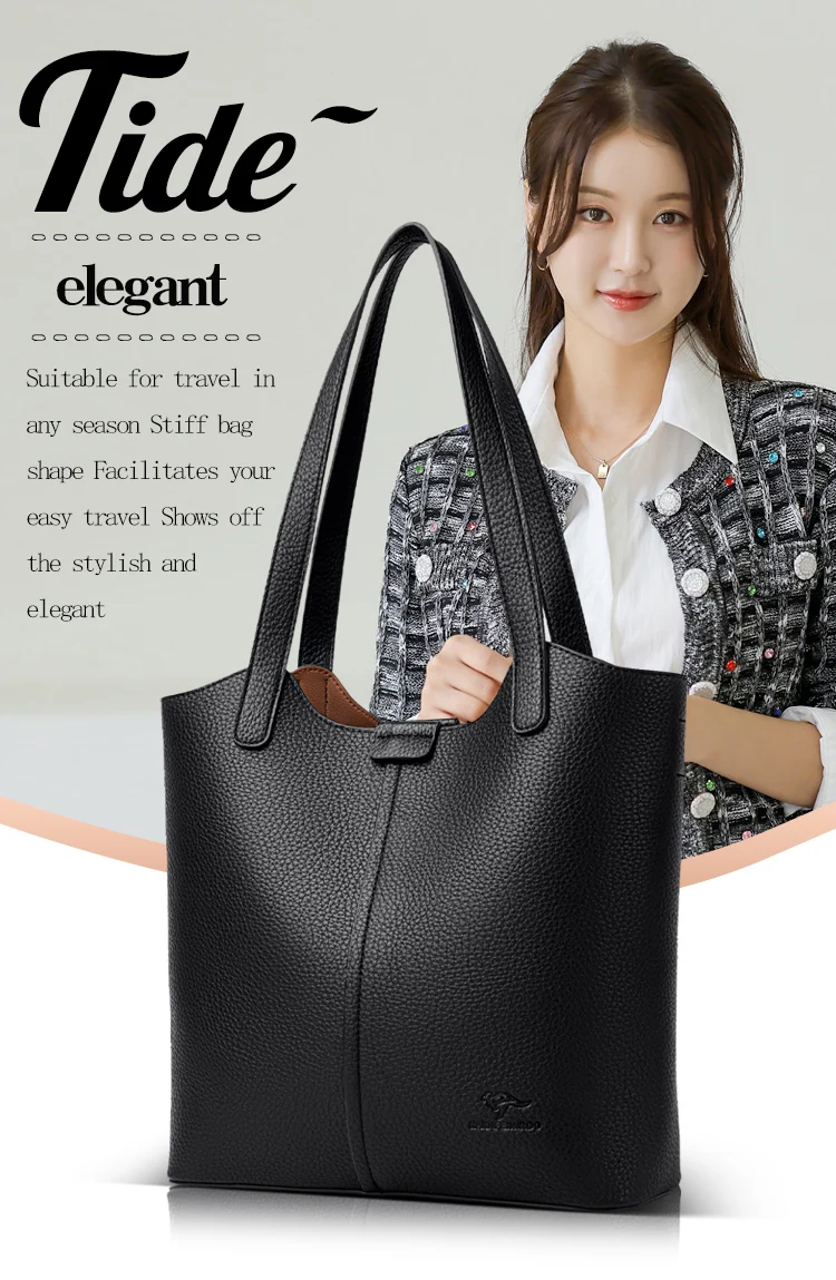 Genuine Brand High End Soft Pu Leather Shoulder Bag For Women Casual Tote Bag Female Purse Simple Design Handbag Commuting Sac