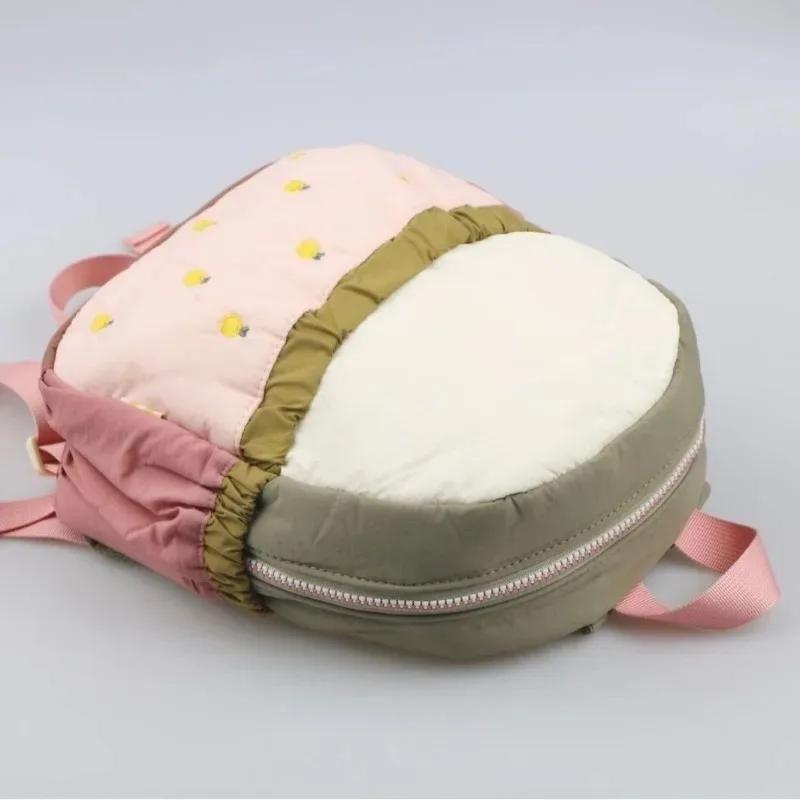 2026 New Cute Orange Apple Embroidered Women's Backpack Soft Lightweight, Fashionable Large Capacity Cartoon Student Bag