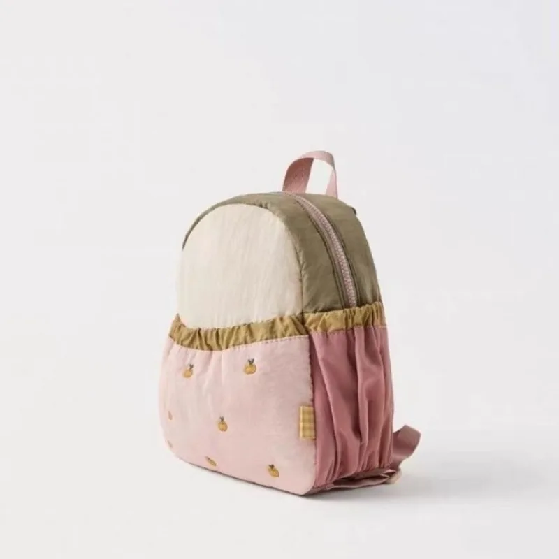 2026 New Cute Orange Apple Embroidered Women's Backpack Soft Lightweight, Fashionable Large Capacity Cartoon Student Bag