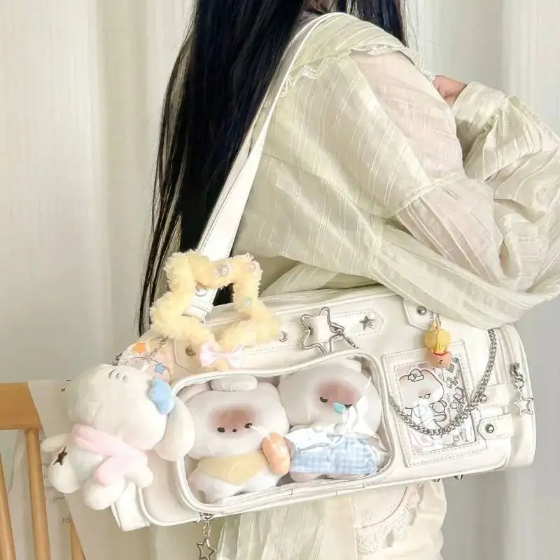 New Y2k Star Chain Ita Bag Cute Girl Comic Exhibition Transparent Shoulder Bag Large Capacity Crossbody Bag DIY Display Handbags