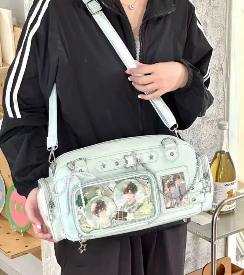 New Y2k Star Chain Ita Bag Cute Girl Comic Exhibition Transparent Shoulder Bag Large Capacity Crossbody Bag DIY Display Handbags