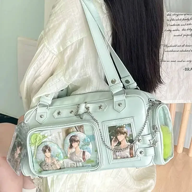 New Y2k Star Chain Ita Bag Cute Girl Comic Exhibition Transparent Shoulder Bag Large Capacity Crossbody Bag DIY Display Handbags