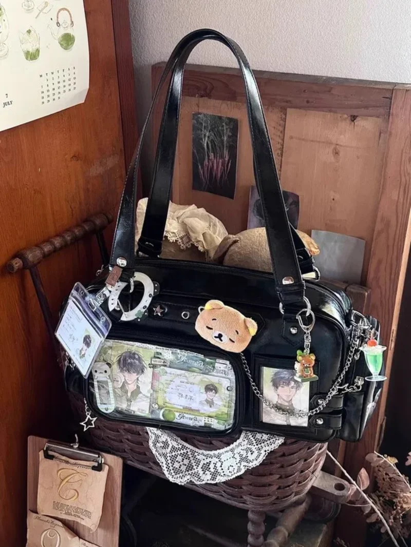 New Y2k Star Chain Ita Bag Cute Girl Comic Exhibition Transparent Shoulder Bag Large Capacity Crossbody Bag DIY Display Handbags