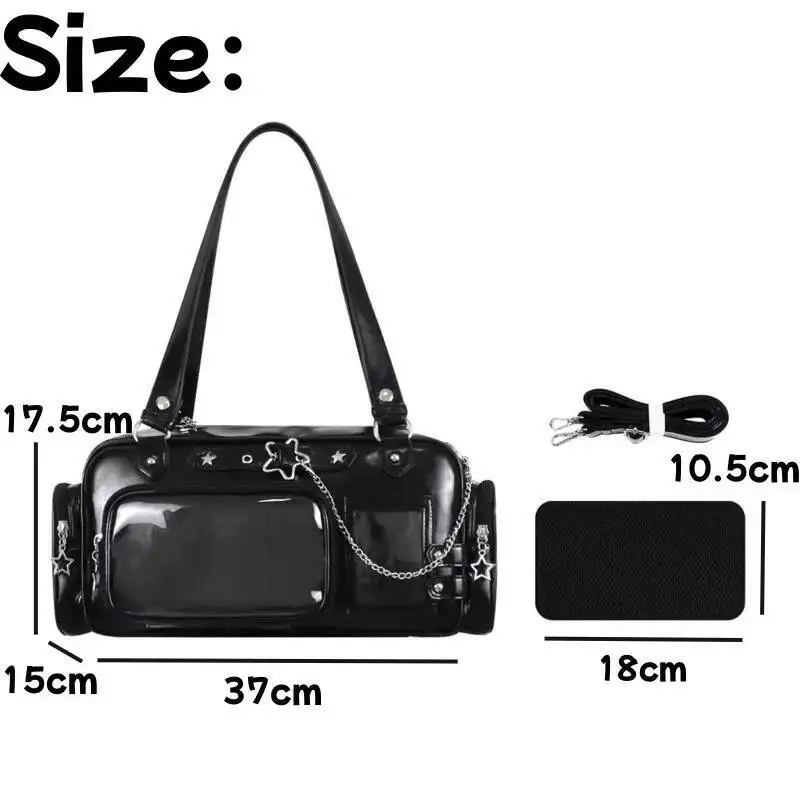 New Y2k Star Chain Ita Bag Cute Girl Comic Exhibition Transparent Shoulder Bag Large Capacity Crossbody Bag DIY Display Handbags