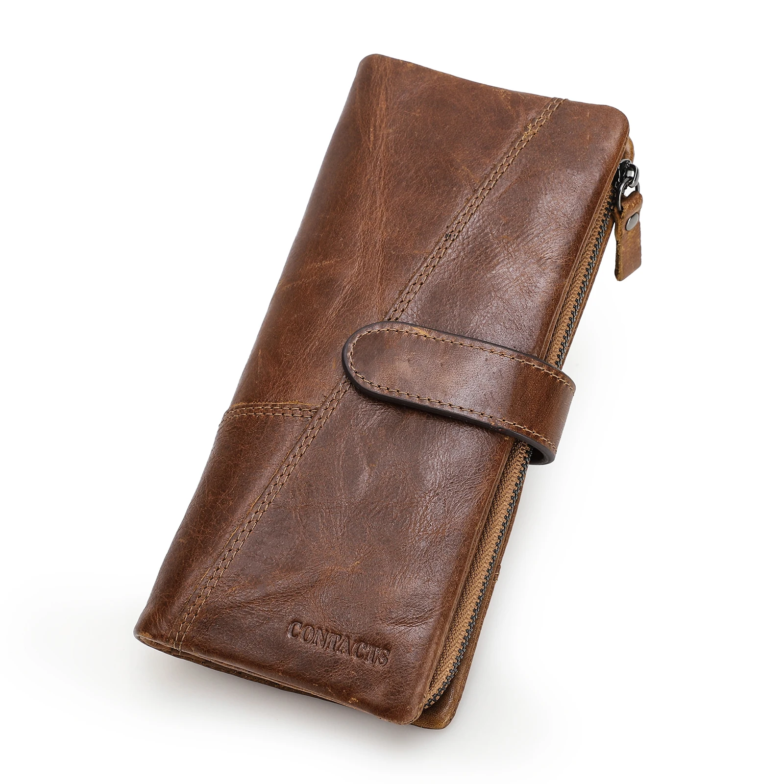 CONTACT'S 100% Genuine Leather Wallet Women Long Coin Purse Clutch Bag Name Engraving Card Holder Money Clip Handbag Men's Purse