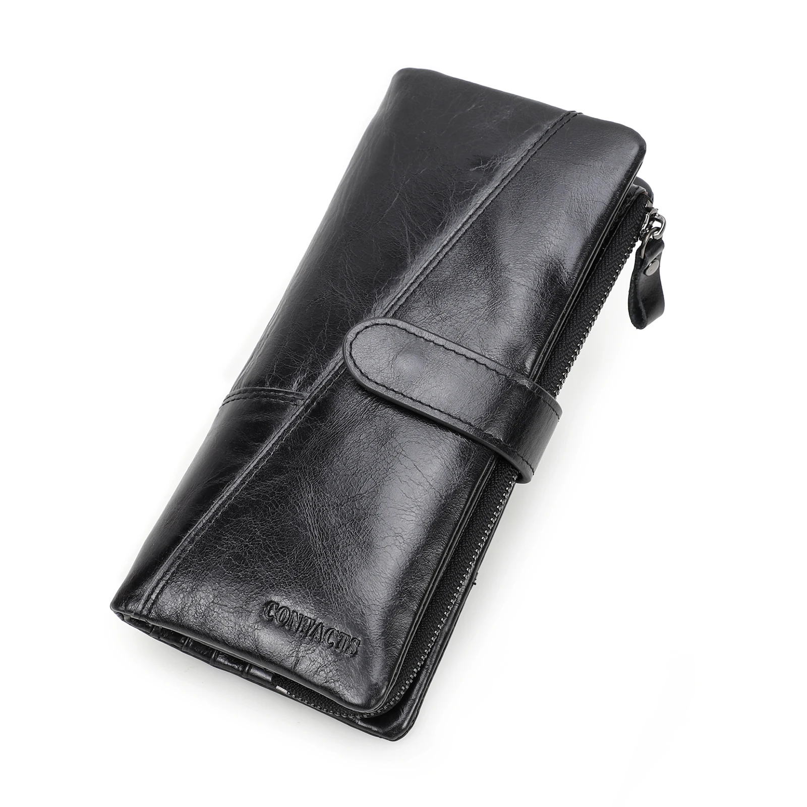 CONTACT'S 100% Genuine Leather Wallet Women Long Coin Purse Clutch Bag Name Engraving Card Holder Money Clip Handbag Men's Purse