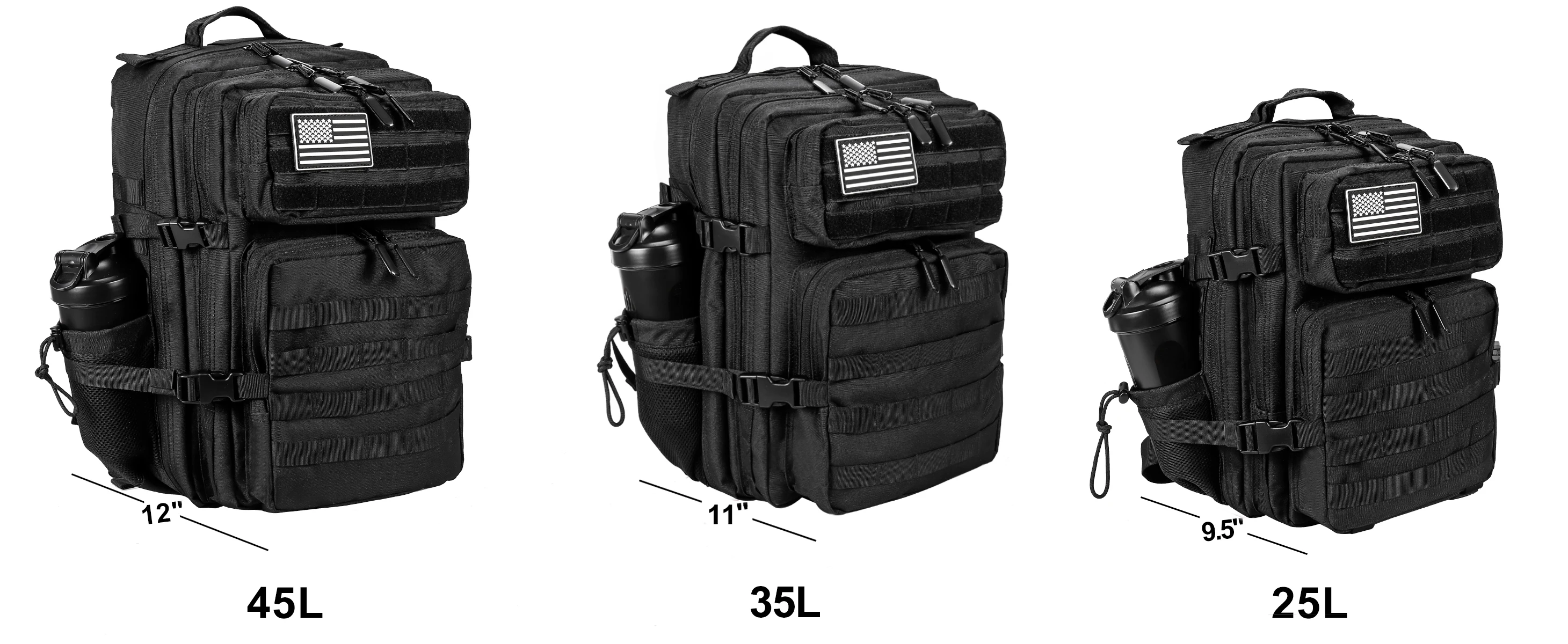 LHI 25L Tactical Backpack for Women Fitness Athlete Gym Out Bag Small Outdoor Sports Travel Rucksack with Bottle Holder