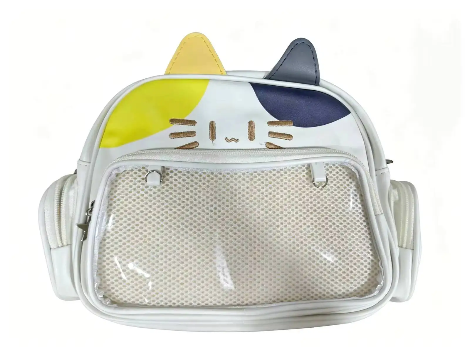 New Y2K Korean Kawaii Cat Ita Bag Cute PU Shoulder Bag Girls Transparent Pocket Harajuku Crossbody Bag Women's Fashion Backpacks
