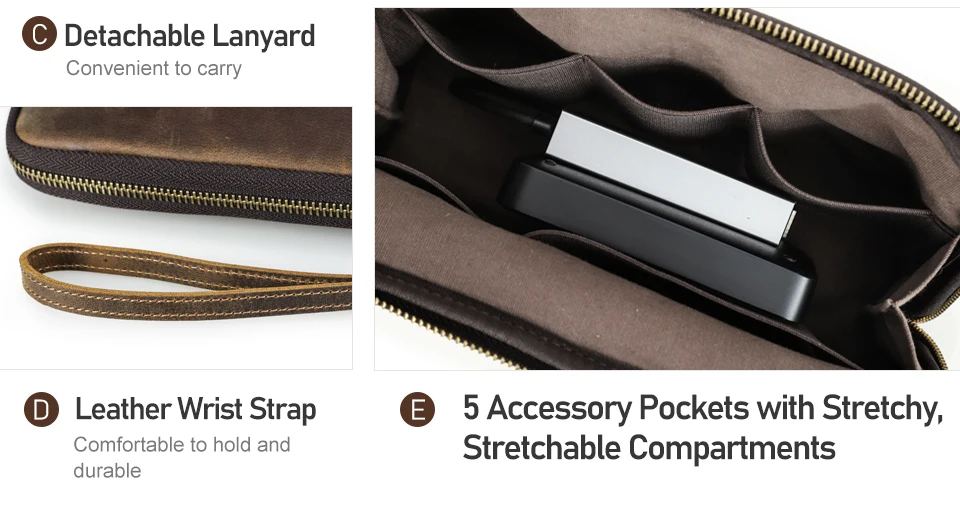 CONTACT'S Men Travel Clutch Bag Genuine Leather Clutch Wallet Handbag Purse Casual Charge Cable Organizer Storage Bag