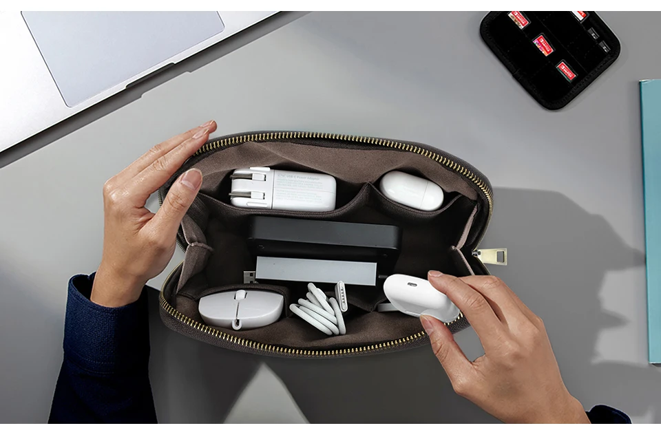 CONTACT'S Men Travel Clutch Bag Genuine Leather Clutch Wallet Handbag Purse Casual Charge Cable Organizer Storage Bag