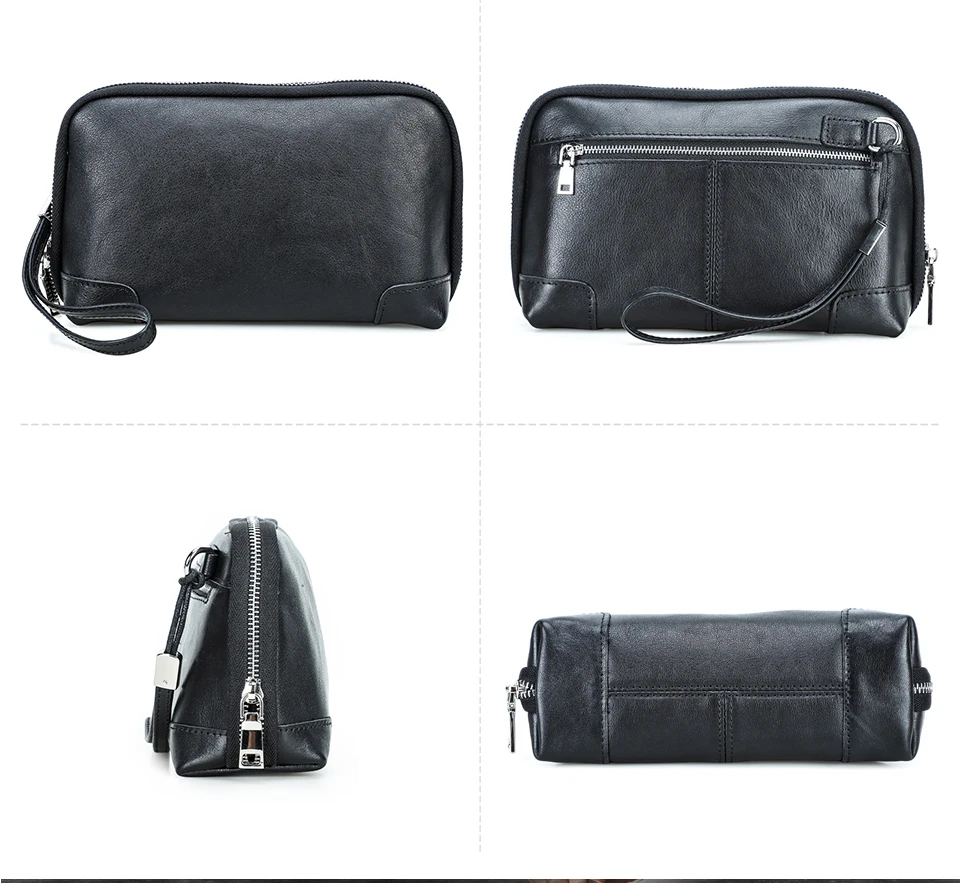 CONTACT'S Men Travel Clutch Bag Genuine Leather Clutch Wallet Handbag Purse Casual Charge Cable Organizer Storage Bag