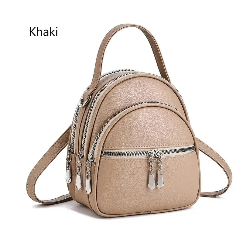 A High-Quality Multi-Functional Small Backpack for Ladies, a New Mini Handbag in Solid Color, with a Casual School Style
