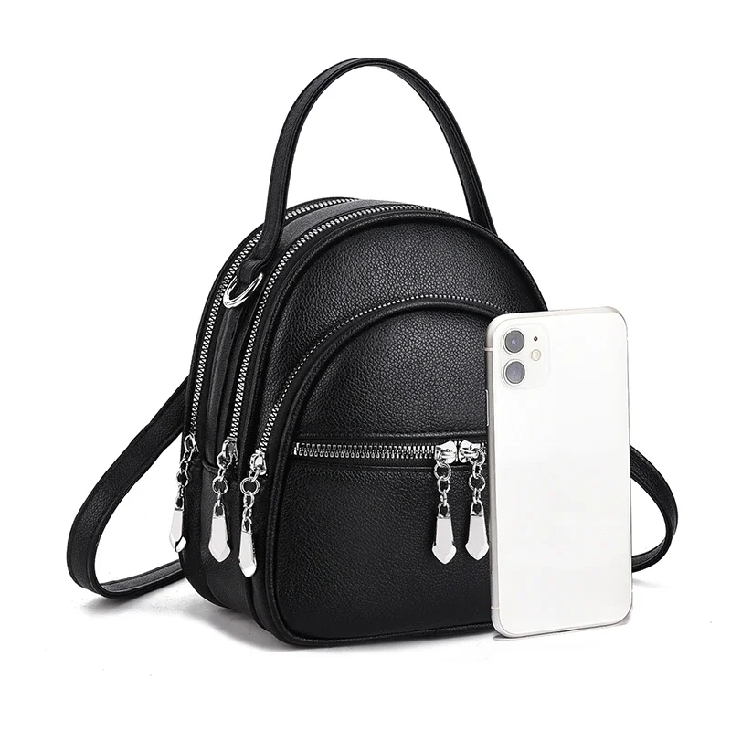 A High-Quality Multi-Functional Small Backpack for Ladies, a New Mini Handbag in Solid Color, with a Casual School Style