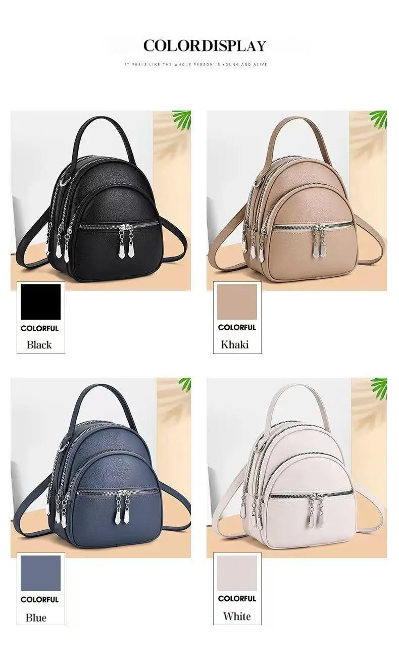A High-Quality Multi-Functional Small Backpack for Ladies, a New Mini Handbag in Solid Color, with a Casual School Style