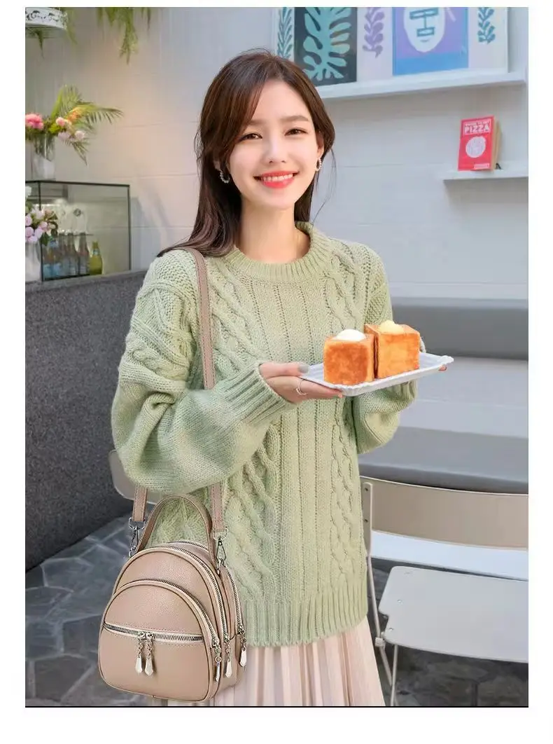 A High-Quality Multi-Functional Small Backpack for Ladies, a New Mini Handbag in Solid Color, with a Casual School Style