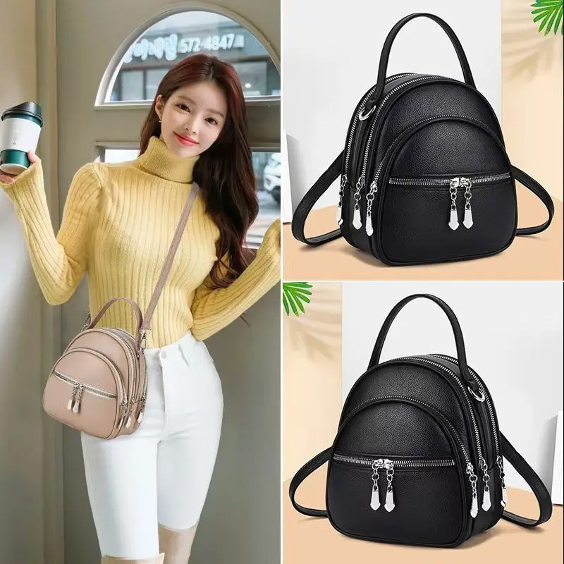 A High-Quality Multi-Functional Small Backpack for Ladies, a New Mini Handbag in Solid Color, with a Casual School Style