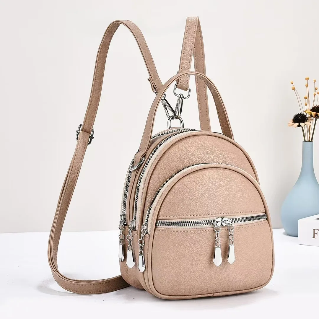 A High-Quality Multi-Functional Small Backpack for Ladies, a New Mini Handbag in Solid Color, with a Casual School Style