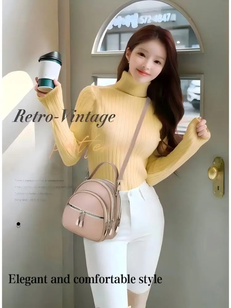 A High-Quality Multi-Functional Small Backpack for Ladies, a New Mini Handbag in Solid Color, with a Casual School Style