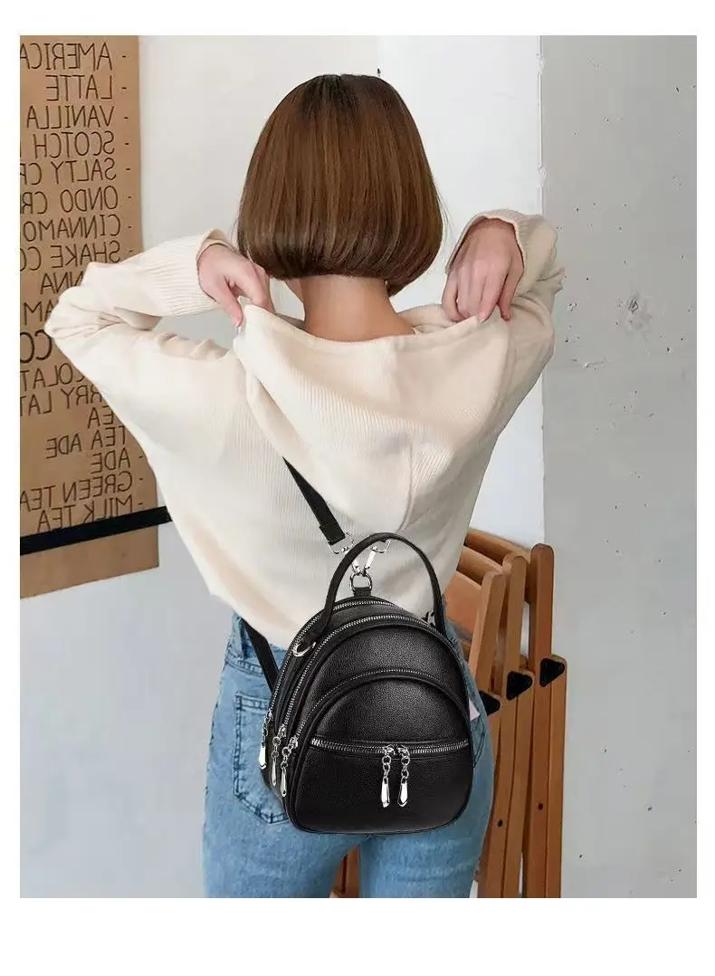 A High-Quality Multi-Functional Small Backpack for Ladies, a New Mini Handbag in Solid Color, with a Casual School Style