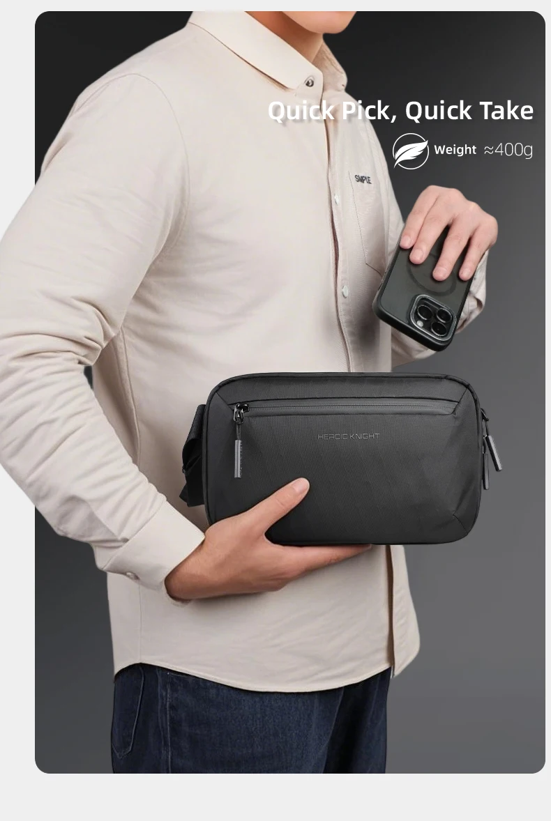 HcanKcan Men's Shoulder Bag Lightweight Crossbody Bag Multiple Pockets Waterproof X-Pac Fabric Travel Bag Portable Storage Bag