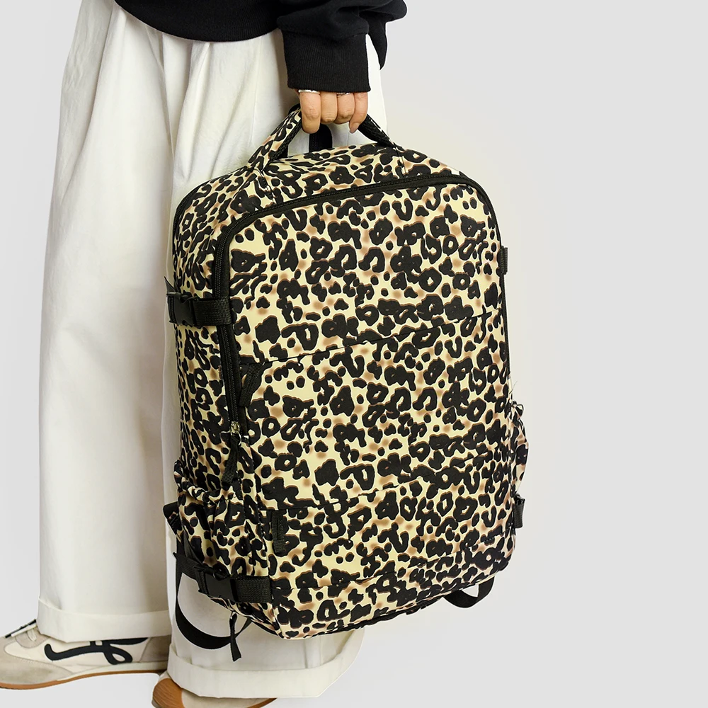New Leopard Print Backpack with Large Capacity, Lightweight Travel Backpack, High Aesthetic Value, Commuting Computer Bag