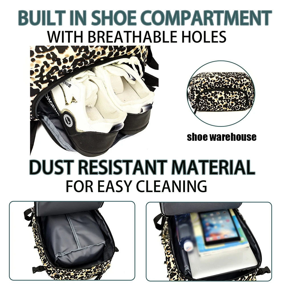 New Leopard Print Backpack with Large Capacity, Lightweight Travel Backpack, High Aesthetic Value, Commuting Computer Bag