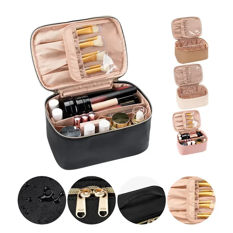 Large Capacity PU Waterproof Toiletry Storage Bag Women's Fashion Travel Portable Cosmetics Bag for Women Men