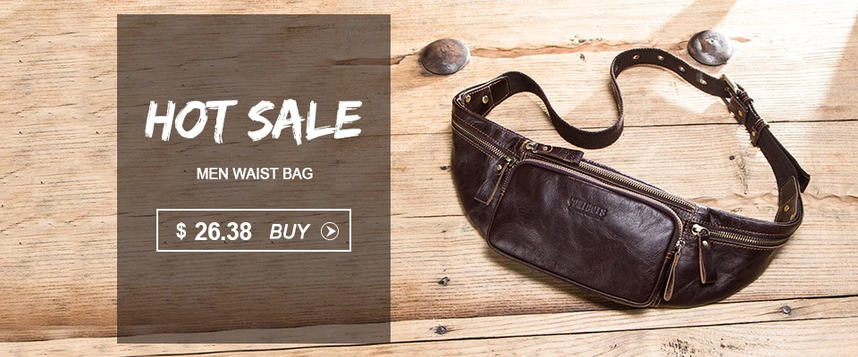 CONTACT'S Genuine Crazy Horse Leather Waist Packs For Men Travel Fanny Pack Single Shoulder Bag for Phone Male Chest Bags 2023