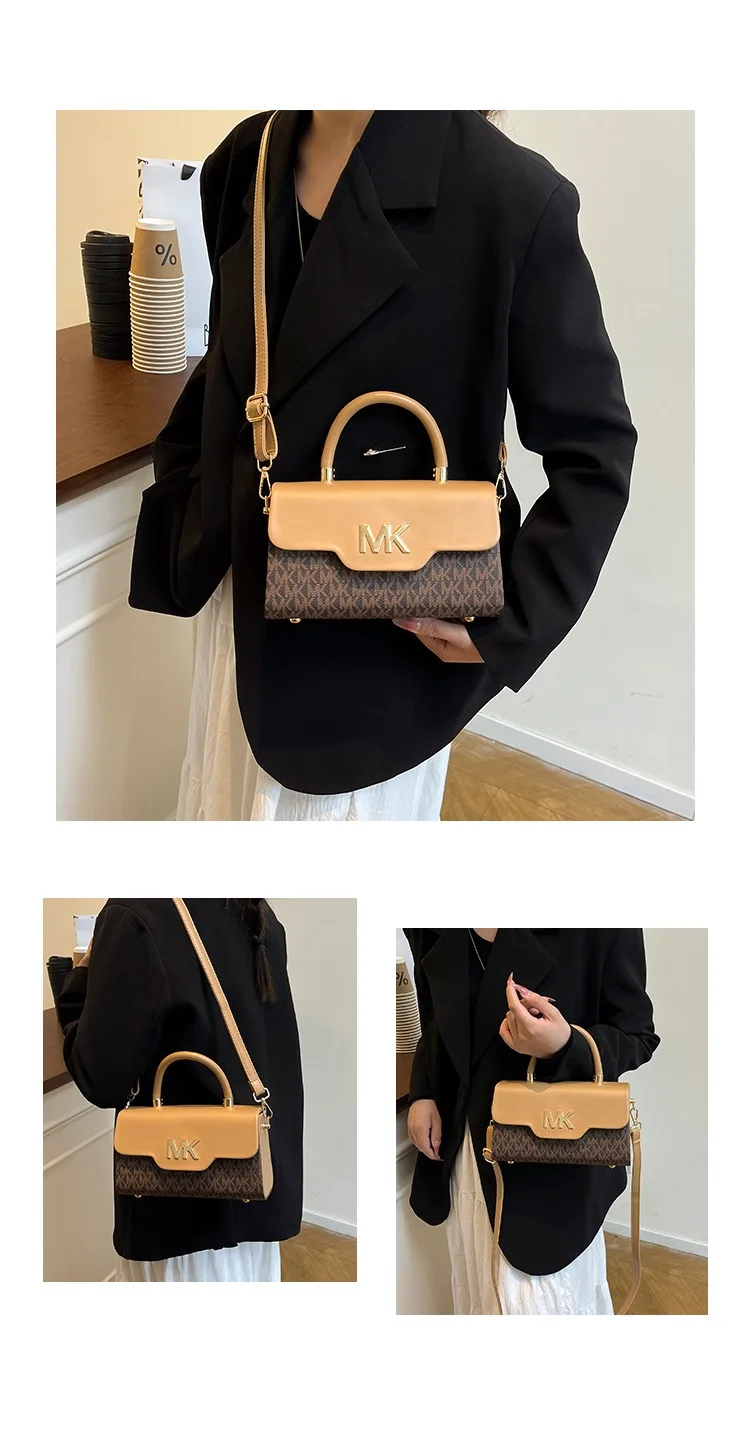 Michael Kors Women's Fashionable Crossbody Single Shoulder Handbag MK Classic Letter Multifunctional Small Square Bag