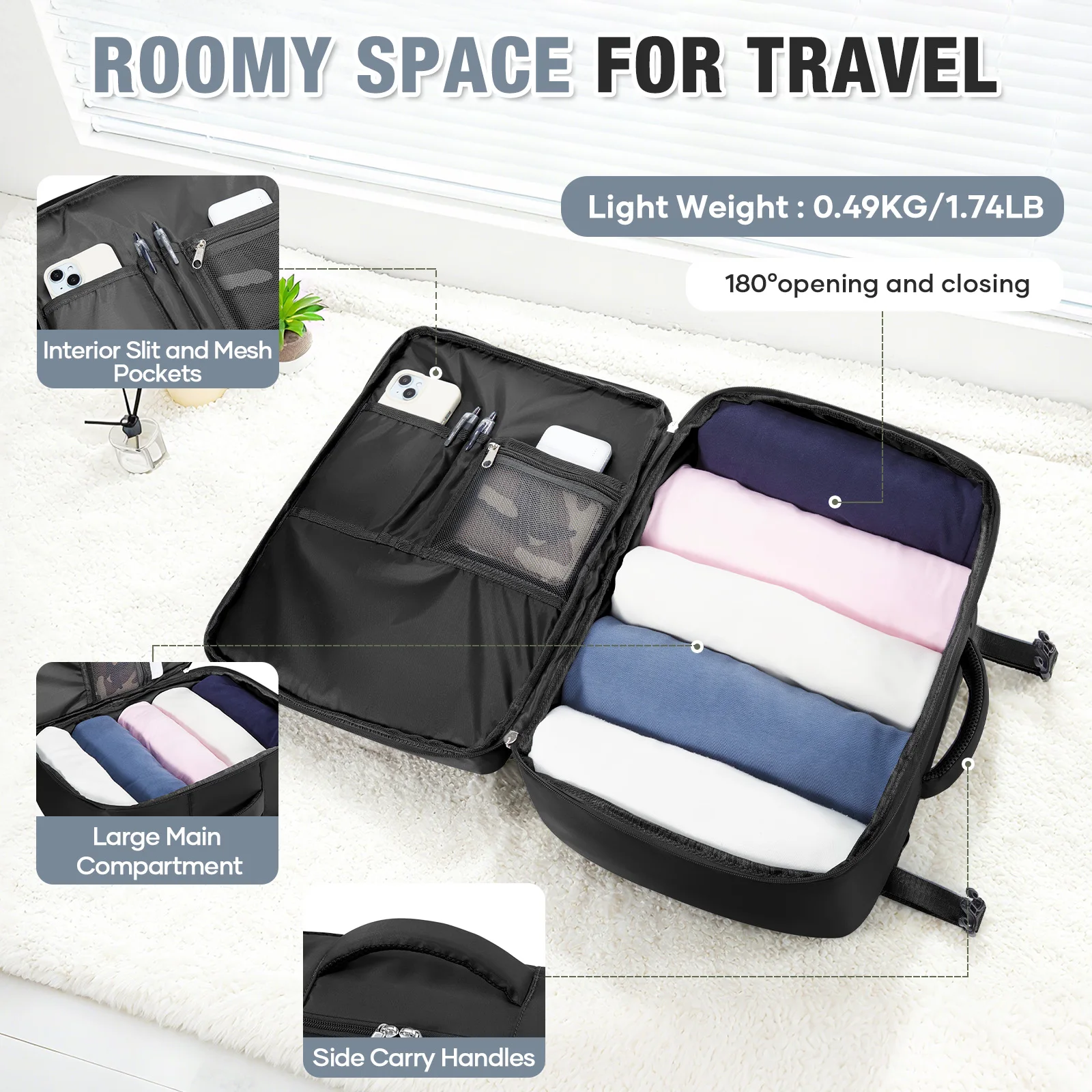 Ryanair 40x30x20 Luggage Cabin Bag, 40x30x20 Bag Men Women 15.6inch Laptop Bag Business Travel Backpack,College School Backapck