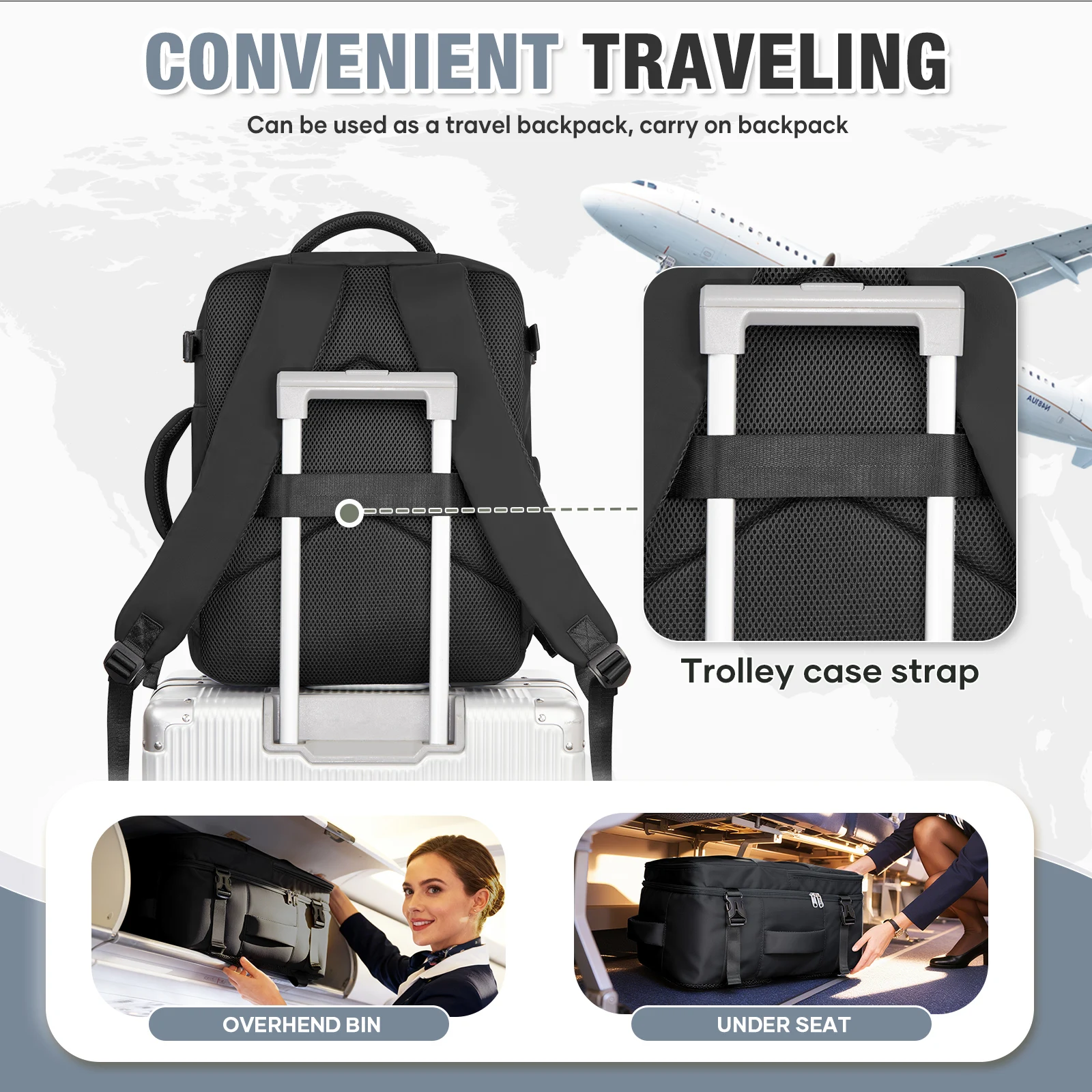 Ryanair 40x30x20 Luggage Cabin Bag, 40x30x20 Bag Men Women 15.6inch Laptop Bag Business Travel Backpack,College School Backapck