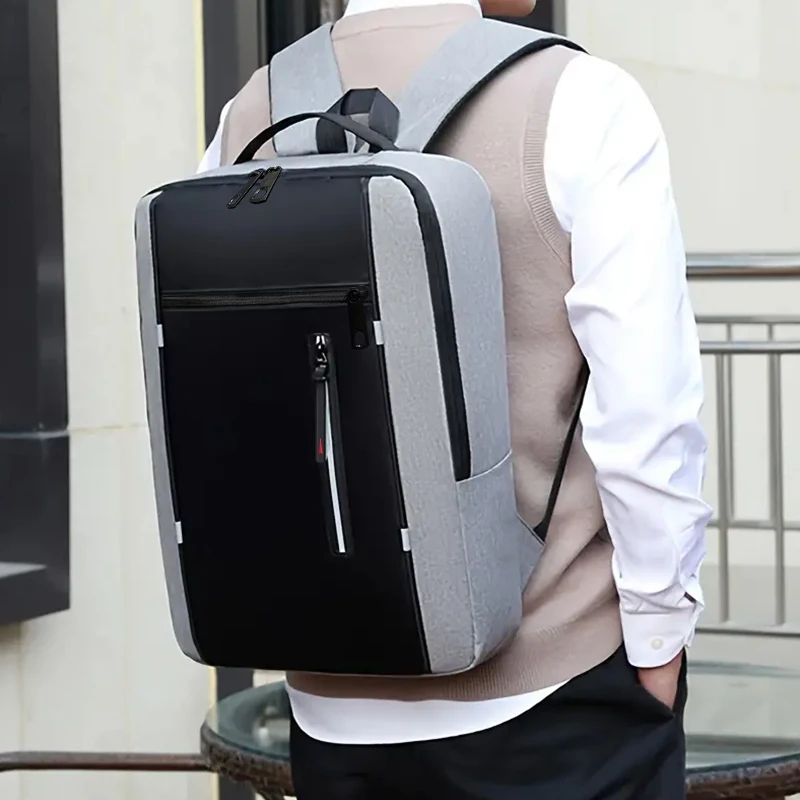 Commuter Waterproof Laptop Backpack Slim Splicing Design Computer Rucksack Lightweight Business Travel Daypack For Men