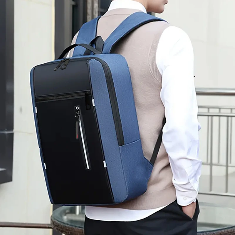 Commuter Waterproof Laptop Backpack Slim Splicing Design Computer Rucksack Lightweight Business Travel Daypack For Men