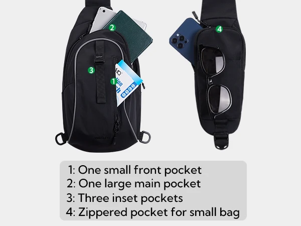 WATERFLY Crossbody Sling Backpack Sling Bag Hiking Travel Crossbody Bag For Women Men Chest Bag Daypack Fashion Shoulder Bag