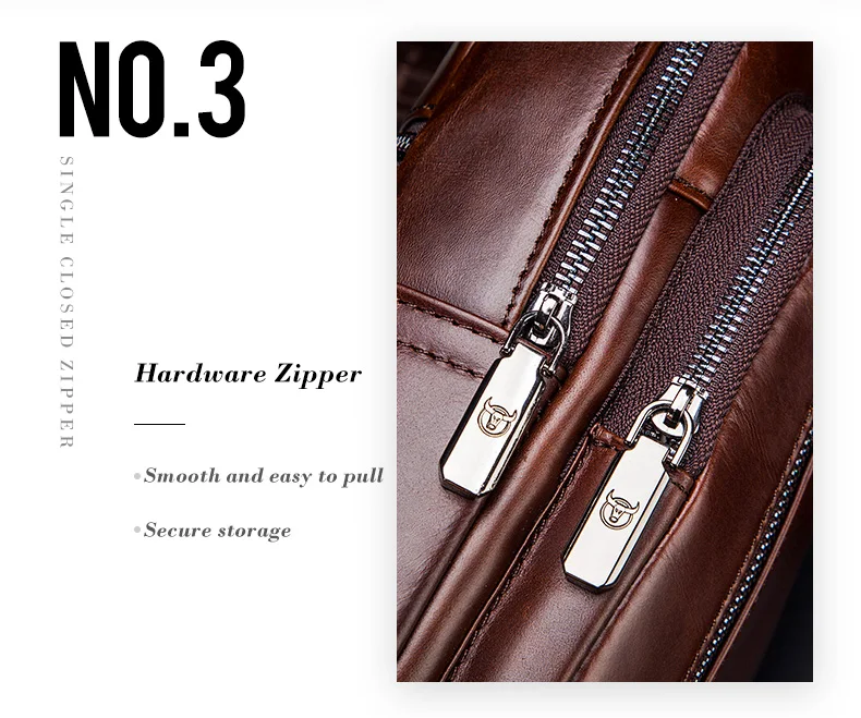 BULLCAPTAIN Men's Genuine Leather Chest Bag Fashion Leisure Multifunctional Crossbody Bag Music Chest Bag Men's Chest Bag